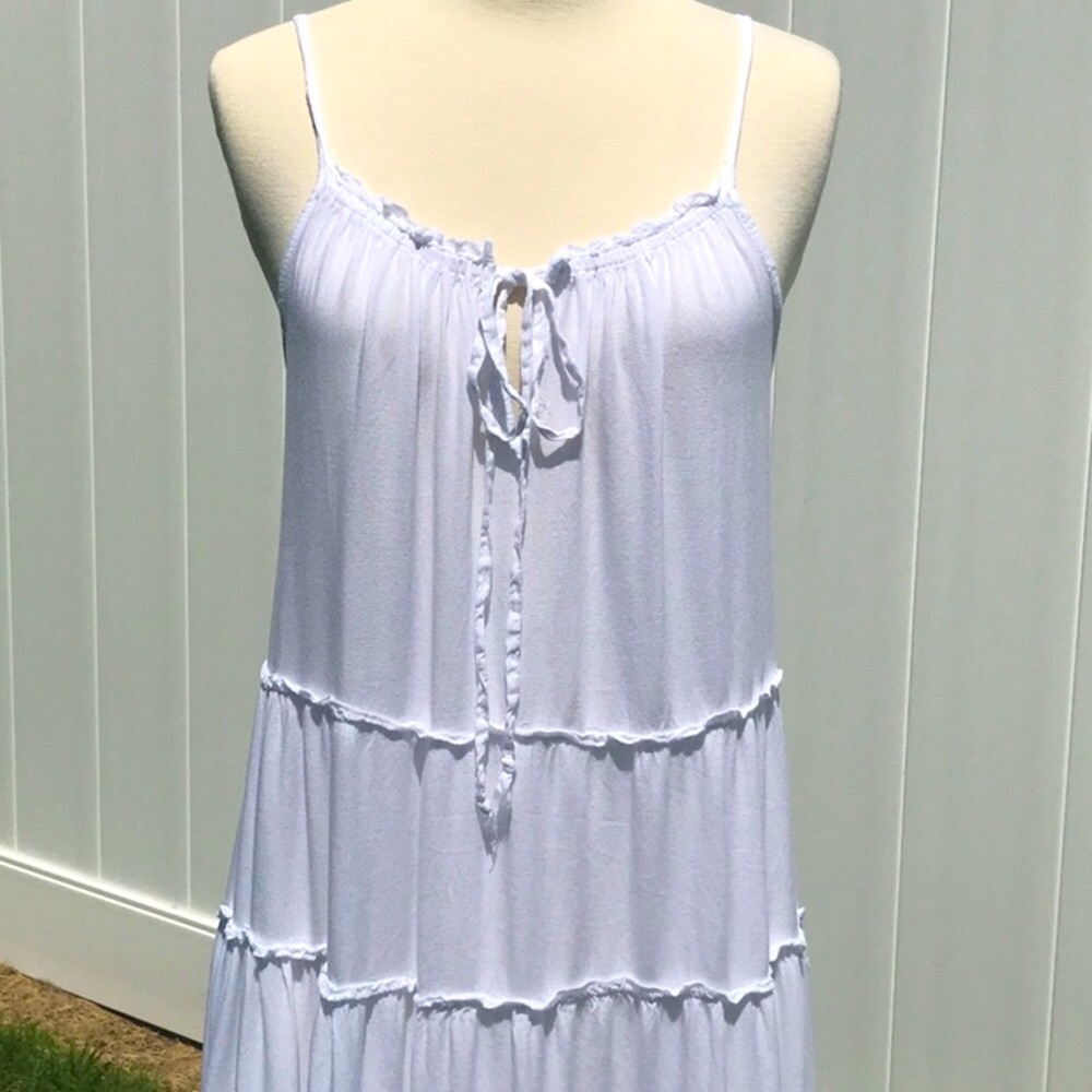 Raviya White Tiered Midi Dress Adjustable Strap Size Small - Picture 15 of 16